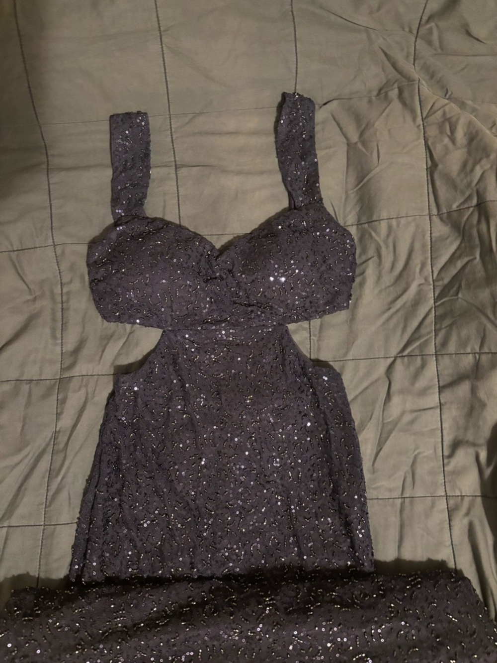 Sequin Cutout Prom Dress in Charcoal Black
